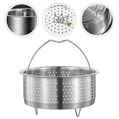 UPKOCH Kitchen Steamer Basket Stainless Steel Vegetable Steamer Basket Insert Chinese Dumpling Rice Cooker Steaming Basket with Handle for Veggie Fish Seafood Cooking 18cm Kitchen Strainer - CookCave