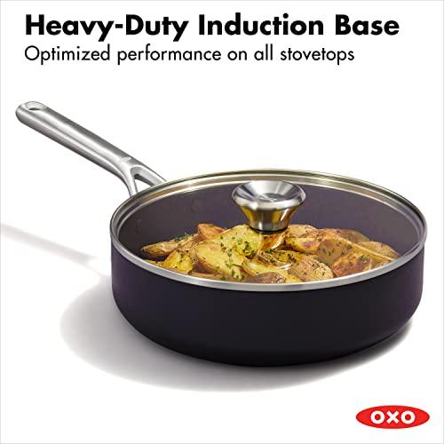 OXO Professional Hard Anodized PFAS-Free Nonstick, 3QT Saute Pan Jumbo Cooker with Lid, Induction, Diamond reinforced Coating, Dishwasher Safe, Oven Safe, Black - CookCave