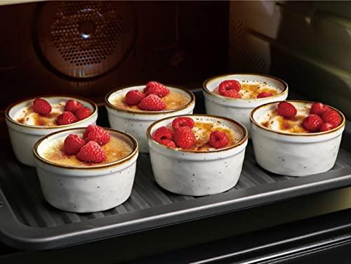 ONEMORE Ceramic Ramekins - 8 oz, Set of 6 - Oven, Dishwasher Safe Baking Cups - Bowls for Creme Brulee, Souffle, Ice Cream and Fruits - Creamy White - CookCave