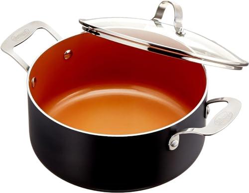 Gotham Steel 5 Qt Stock Pot, Nonstick Cooking Pot with Lid, Large Soup Pot & Pasta Pot with Stay Cool Handles, Ceramic Coated Nonstick Pot, Metal Utensil Oven & Dishwasher Safe, 100% Toxin Free - CookCave