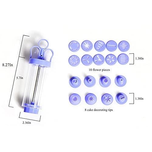 Cookie Gun Discs,Cookie Press, Classic Biscuit Maker, Cake Making Decorating Set with 10 Flower Pieces and 8 Cake Decorating Tips and Tubes for DIY Cake Cookie Maker Decorating - CookCave