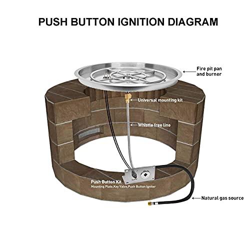 Stanbroil 25 inch Round Drop-in Fire Pit Pan with Spark Ignition Kit Natural Gas Version - CookCave