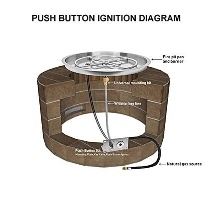 Stanbroil 19 inch Round Drop-in Fire Pit Pan with Spark Ignition Kit Natural Gas Version, Rated for up to 92,000 BTU’s - CookCave