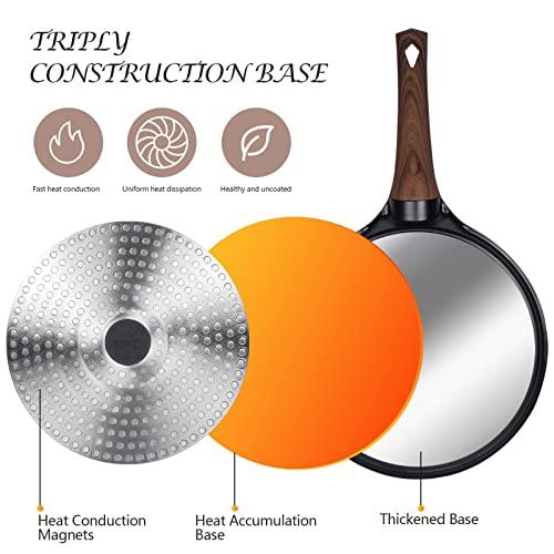 Vinchef Nonstick Crepe Pan, 11inch Skillet Pan for Dosa Tawa Omelette Tortillas Crispy Pancake, Griddle Pancake Pan, PFOA FREE and Induction Compatible - CookCave