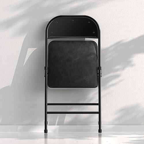 Nazhura 4 Pack Folding Chairs with Padded Cushion and Back, Padded Folding Chairs for Home and Office, Indoor and Outdoor Events (Black, 4 Pack) - CookCave