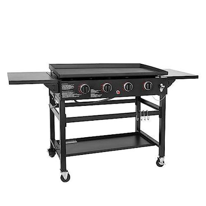 Amazon Basics Outdoor 4 Burner Gas Griddle with 36-Inch Matte Enamel Coated Griddle Top and Side Shelfs - CookCave