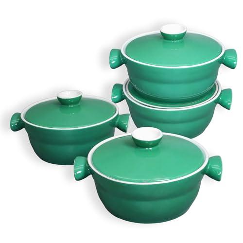 jinsongdafa Ceramic Mini Cocotte Set,10.6 Ounces Small Casserole Dishes with Lids and Handles, Individual Baking Ramekins, Oven, Microwave & Dishwasher Safe - CookCave