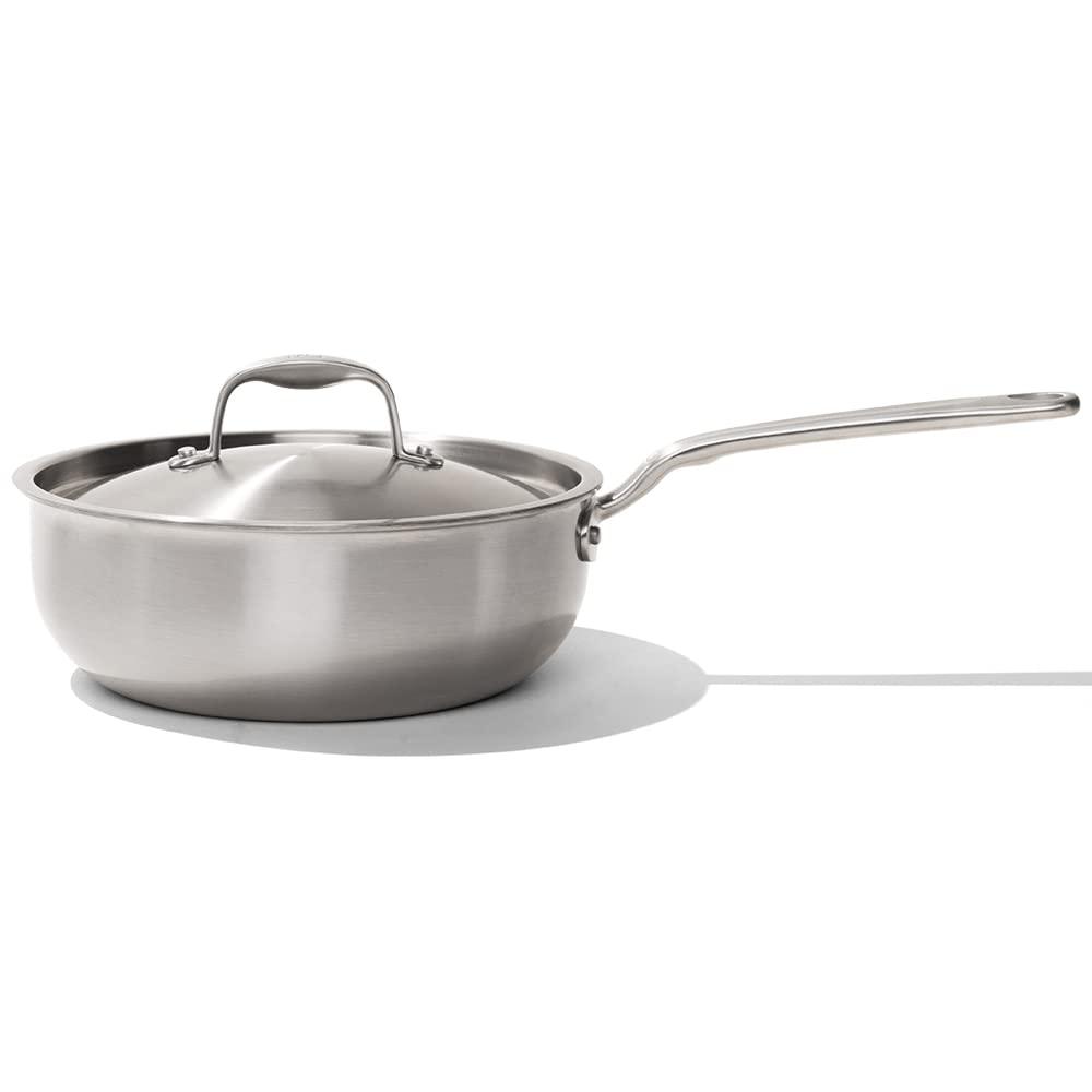 Made In Cookware - 3 Quart Stainless Steel Saucier Pan - 5 Ply Stainless Clad - Professional Cookware - Made in Italy - Induction Compatible - CookCave