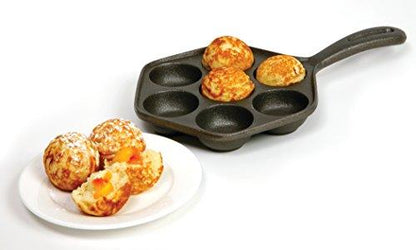 Norpro Cast Iron Stuffed Pancake Pan, Munk/Aebleskiver, 2" / 5cm diameter, Black - CookCave