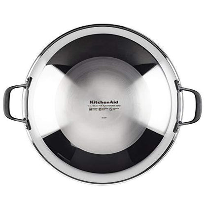 KitchenAid 5-Ply Clad Polished Stainless Steel Wok,15 Inch - CookCave