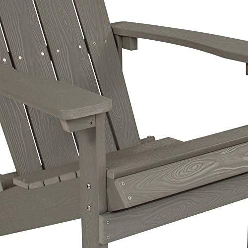 Flash Furniture Charlestown Indoor/Outdoor Faux Wood Adirondack Chair, Weather-Resistant Polyresin Patio Adirondack Chair with 350-lb. Static Weight Capacity, Gray - CookCave