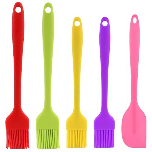 5PCS Silicone Basting Brush & Silicone Spatula, Silicone Brush Cooking For Grilling Barbecue Sauces Spreading Pastry Cakes Oiling Kitchen Cooking （Food Grade Silicone, Multi-color） - CookCave