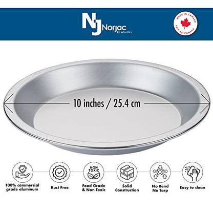 Norjac Pie Pan 10 inch, 3 Pack, 100% Pure Aluminum, Sturdy, Rust Free, Made in Canada. - CookCave