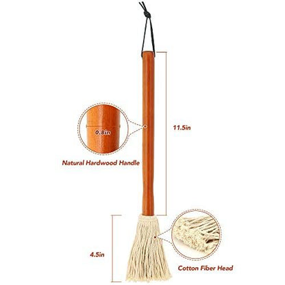 16" BBQ Sauce Basting Mops & Brushes for Roasting or Grilling, Apply Barbeque, Marinade or Glazing, Cotton Fiber Head and Hardwood Handle, Dish Mop Style, Perfect for Cooking or Cleaning - Pack of 3 - CookCave