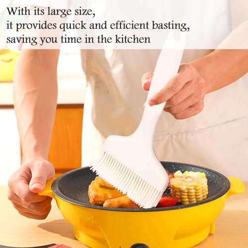 Large Silicone Pastry Basting Brush for Cooking, Heat Resistant & Dishwasher Safe, Extra Wide Oil Brush for Spreading Sauce Marinade Butter Baking Grilling BBQ (White) - CookCave