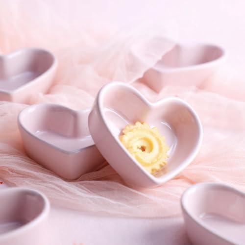 FUYU Colorful Heart Shaped Ceramic Ramekin Bowls Souffle Dishes Pudding Cups Snack Dishes Dipping Bowls - CookCave