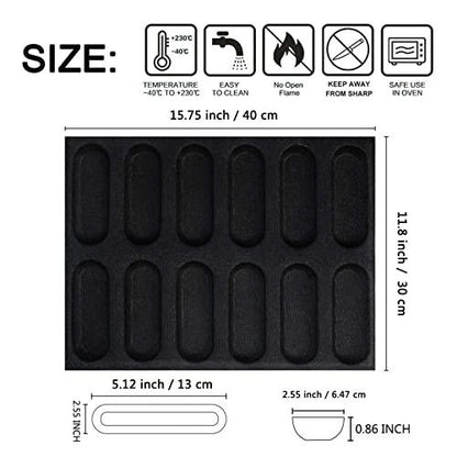 Meajore Silicone French Baguette Pan, Perforated Baking Bread Pan, Mini 12 Loaf Sandwich Mold Non-Stick Hotdog Bun Baking Liners - CookCave