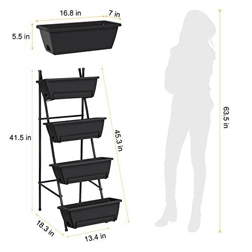 OYEAL Raised Garden Bed 4 Tier Vertical Garden Planter Indoor Outdoor Raised Planter Box with Legs Elevated Herb Garden Planter for Flowers Vegetables Plants, Black - CookCave