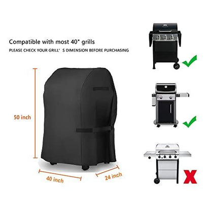 LBTING Grill Cover, 40-inch Heavy Duty 300D Oxford Waterproof Windproof UV Resistant BBQ Gas Grill Cover for Outdoor Barbecue Fit Most Brands Weber, Brinkmann, Char Broil, Holland - CookCave