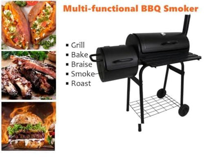 Charcoal grills gas grill weber grill Charcoal Grill Barbecue Oven with Side Fire Box and Offset Smoker, BBQ Outdoor Picnic, Camping, Patio Backyard Cooking - CookCave