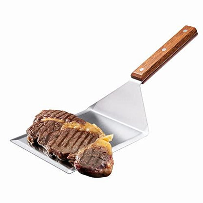 Homi Styles Extra Wide Spatula with Beveled Edges, Oversized Stainless Steel Spatula with Wood Handle for Skillets, Griddles & Grills, Pancake Flipper Spatula for Fish, Burgers & Omelet, 6 x 5-inches - CookCave
