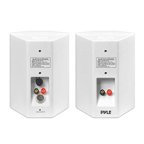 Pyle Wall Mount Home Speaker System - Active + Passive Pair Wireless Bluetooth Compatible Indoor / Outdoor Water-resistant Weatherproof Stereo Sound Speaker Set with AUX IN - PDWR51BTWT (White) - CookCave