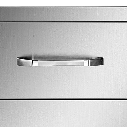 Mophorn 18x23 Inch Outdoor Kitchen Stainless Steel Triple Access BBQ Drawers with Chrome Handle, 18 x23 x 23 Inch - CookCave