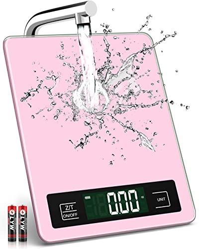 Mik-Nana Food Scale Pink, 11lb Digital Kitchen Scale Weight Grams and Oz for Baking Cooking, 1g/0.04oz Precise Graduation, Waterproof Tempered Glass Platform - CookCave