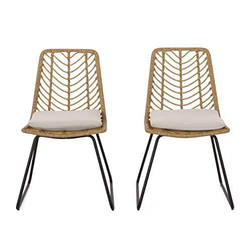 Christopher Knight Home Berrien Outdoor Wicker Chairs, Beige + Light Brown + Black - CookCave