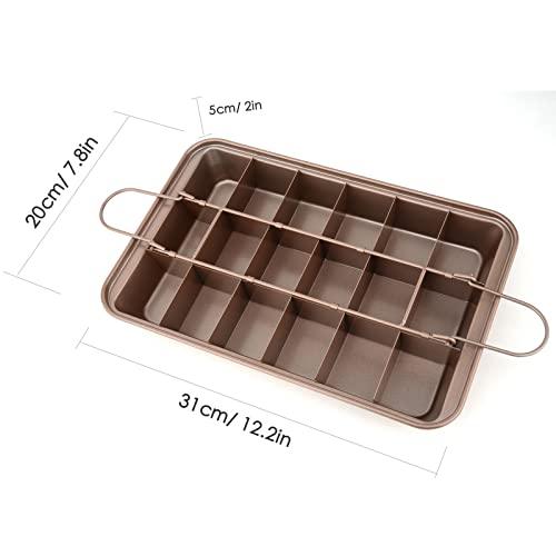 Brownie Pan with Dividers, Non Stick Brownie Baking Pan, 18 Pre-slice Carbon Steel Bakeware Tray with Grips for Oven Baking Bread, Square Mold Tray for Baking Cake Biscuit Muffin, 12X8X2'' - CookCave