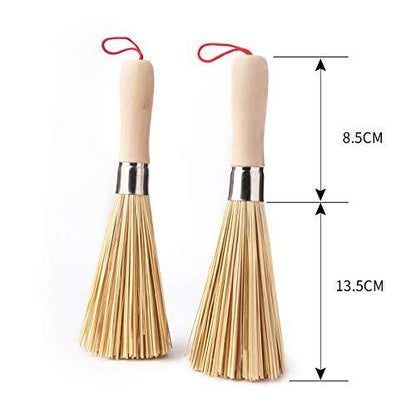 Sansheng 2 Pack Bamboo Wok Brush, Kitchen Cleaning Brush, Bamboo Kitchen pan Brush, FPR pan Handle Cleaning Brush, Bamboo pan Brush, Pot Brush, Pot Brush Cleaning - CookCave