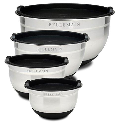 Bellemain Stainless Steel Non-Slip Mixing Bowls with Lids (4-Piece Set) - CookCave