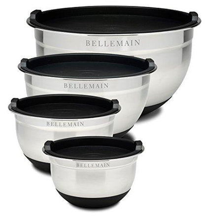 Bellemain Stainless Steel Non-Slip Mixing Bowls with Lids (4-Piece Set) - CookCave