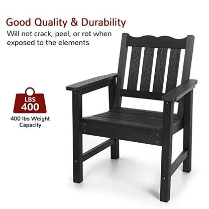 Stoog All-Weather Patio & Garden Chair, Outdoor Dining Chair with Curved Backrest, 400 lbs Support Porch Chair, Black - CookCave