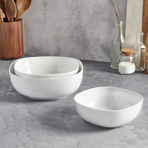 Denmark White Porcelain Chip Resistant Scratch Resistant Commercial Grade Serveware, 3 Piece Serving Bowl Set - CookCave