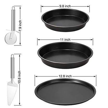 Senhuok Pizza Pan 3 Pack Round Pizza Board Carbon Steel Pizza Baking Pan Non-Stick Cake Pizza Crisper Server Tray Stand Pizza Stones Tools for Home Kitchen Oven Restaurant Bakeware Pizza Pan Sets - CookCave