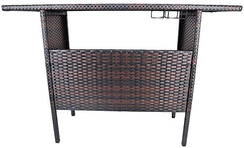 BalanceFrom Outdoor Patio Wicker Bar Counter Table Backyard Furniture with Shelves and Rails - CookCave