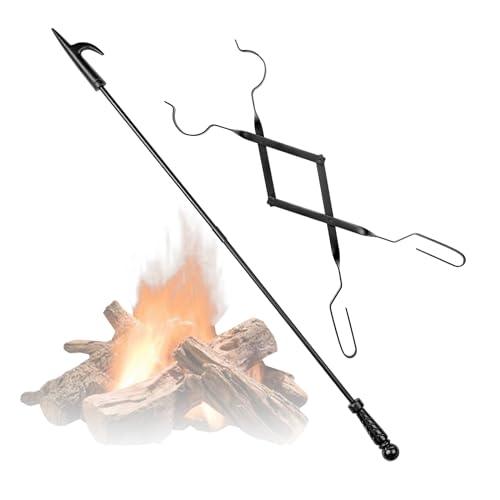 Fire Pokers Set for Fireplace,32 Inch Solid Steel Fire Pit Campfire Poker with Blow Poke Function Set, Heavy Duty Fireplace Poker Wood Stove Fire Pit Tools - CookCave