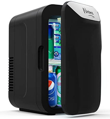 NXONE Mini Fridge,8 Can/6 Liter Small Refrigerator,110VAC/ 12V DC Portable Thermoelectric Cooler and Warmer Freezer Skincare Desk Little Tiny fridge for Cosmetics,Foods, Bedroom,Dorm,Office,and Car - CookCave