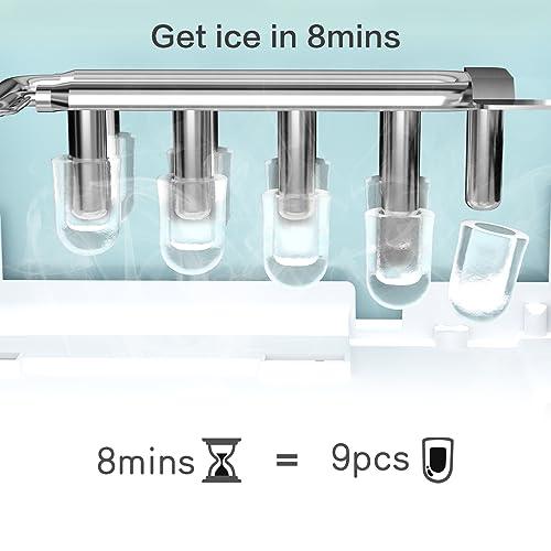 ZAFRO Countertop Portable Ice Maker with Self-Cleaning, 26Lbs/24Hrs, 9 Cubes Ready in 8 Mins, Compact, One-Click Operation with Ice Scoop/Basket for Home/Kitchen/Office, Green - CookCave