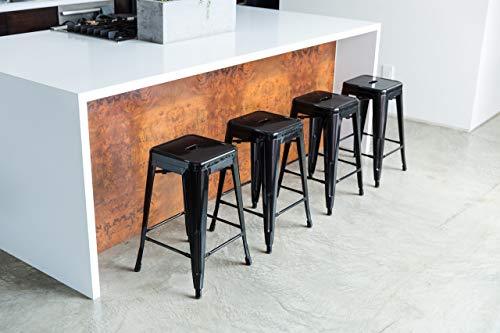 UrbanMod 24 Inches Metal Barstool Set of 4 – Counter Height Backless Bar Stool for Kitchen Island, Breakfast, Outdoors, Pub, Restaurant, Home, Patio – Stackable Heavy Duty Modern & Industrial (Black) - CookCave