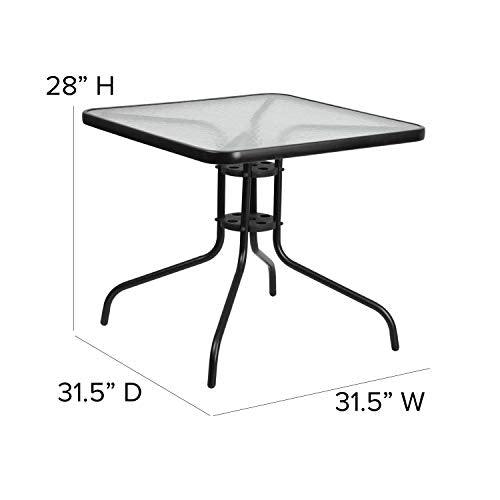 Flash Furniture Barker 31.5'' Square Tempered Glass Metal Table - CookCave