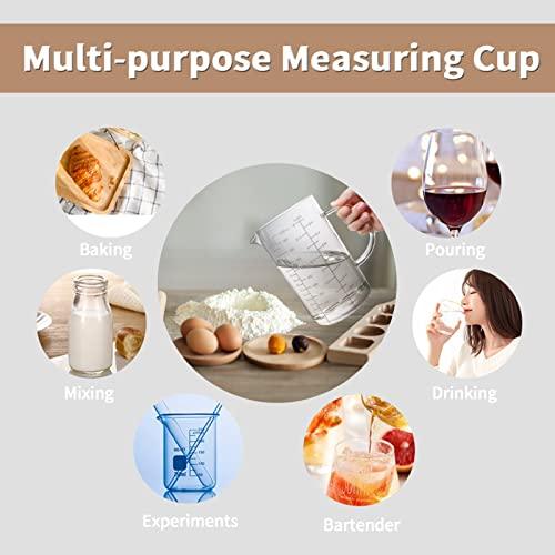 Newness Glass Measuring Cup with Handle, 500 ML (0.5 Liter, 2 Cup) Measuring Cup with Three Scales (OZ, Cup, ML/CC) and V-Shaped Spout, Measuring Beaker for Kitchen or Restaurant, Easy to Read - CookCave