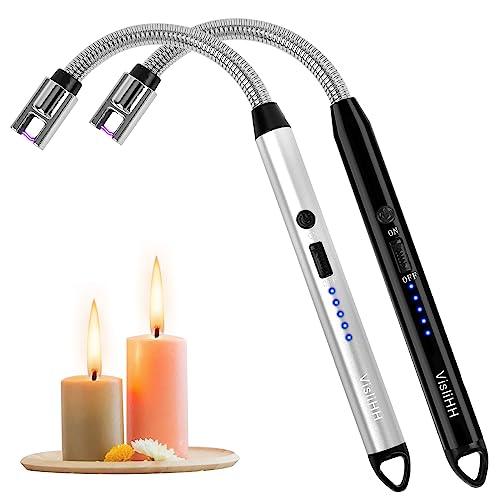 2 Pack Electric Candle Lighter, Cool Rechargeable, Plasma,Arc, Grill,USB,Windproof, Flameless, with Flexible Neck Lighters. Ideal for Candles,BBQs,Camping,Kitchen,Fireplace,Fireworks, etc. - CookCave