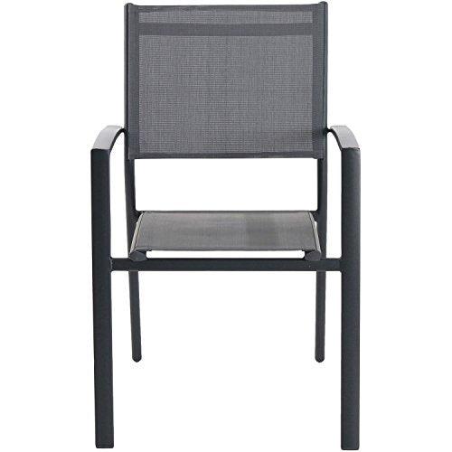 CAMBRIDGE Nova 7-Piece Outdoor Patio Dining Set with Stylish Aluminum Table and 6 Sling-Back Stackable Chairs with Premium, Weather-Resistant Framing, 7pc Slat, Grey - CookCave