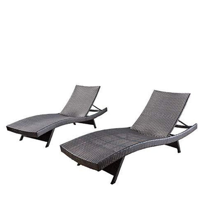 Christopher Knight Home Salem Outdoor Wicker Chaise Lounge Chairs, Brown - 2-Pcs Set - CookCave