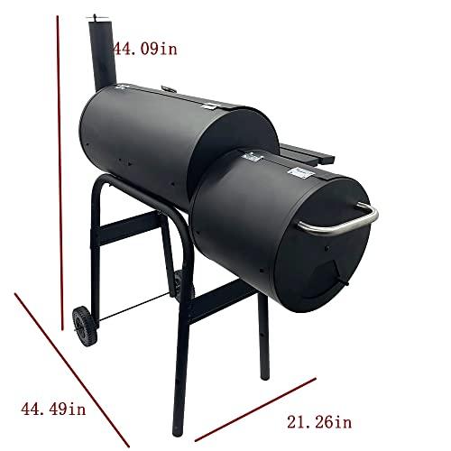 TECHTONGDA Offset Smoker with Cover Outdoor Charcoal Grill Smoker with Side Fire Box for Camping, Backyard Cooking - CookCave