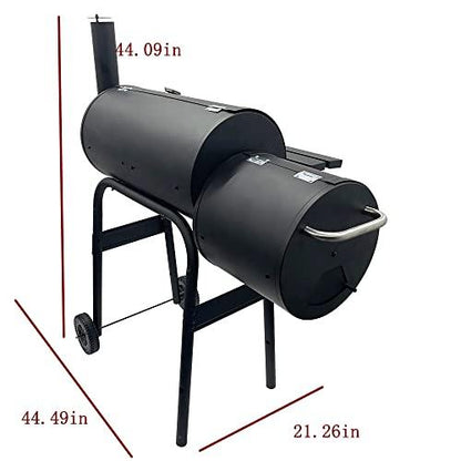 TECHTONGDA Offset Smoker with Cover Outdoor Charcoal Grill Smoker with Side Fire Box for Camping, Backyard Cooking - CookCave