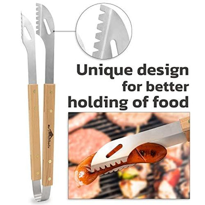 myHomeBody Grill Set, Grill Tools, BBQ Gifts for Men, BBQ Tool Set, Grilling Accessories, Grilling Spatula, Grill Fork, Grilling Tongs for Outdoor Grill, BBQ Set of 3 - CookCave