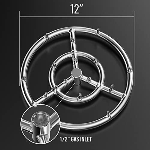 Skyflame 12-Inch Round Stainless Steel Fire Pit Jet Burner Ring - High Flame - CookCave